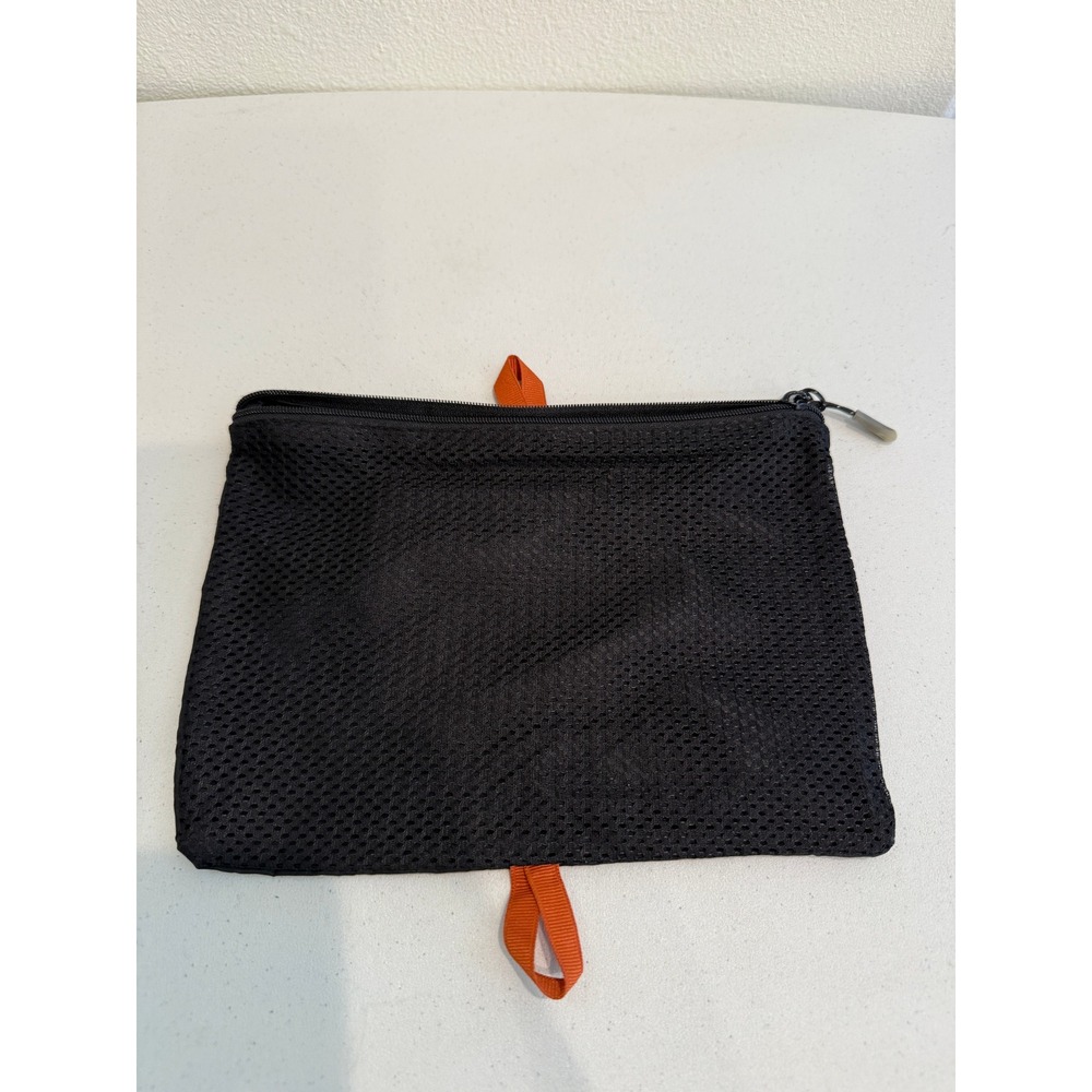 REI Co-op Mesh Ripstop Nylon Zippered Travel Pouch Organizer Black Orange‎ Small